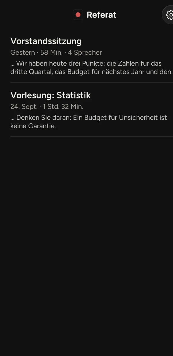 Eine Suche nach Budget in allen Meetings