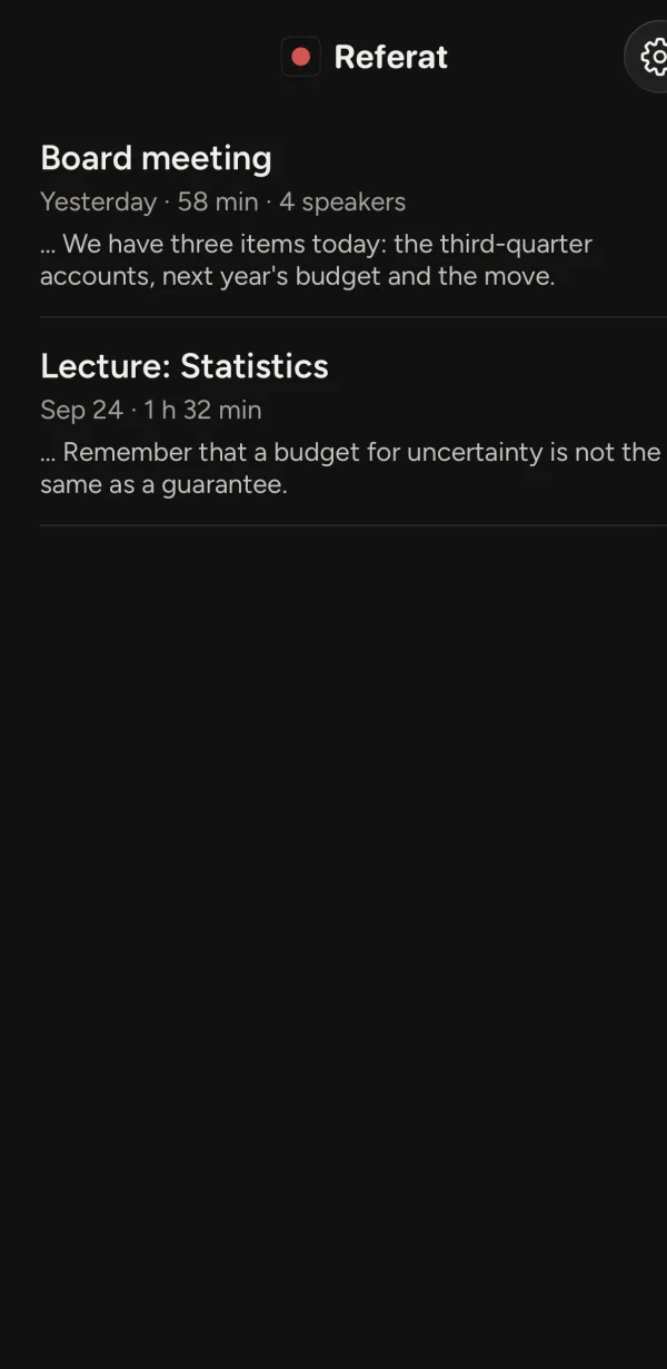 A search for budget across all meetings
