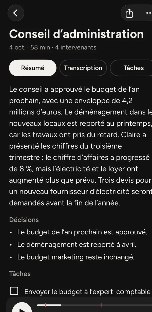 Le résumé d’un conseil d’administration